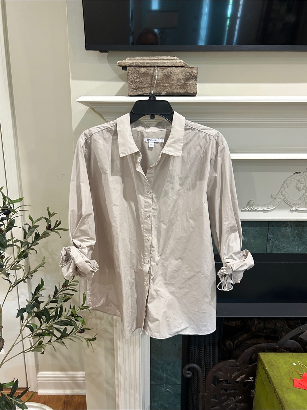Chico's Light Beige Button-Front Blouse